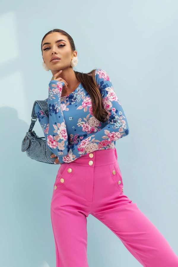 Blue Blouse in Women`s Blouses, Tunics with Spandex and Viscose