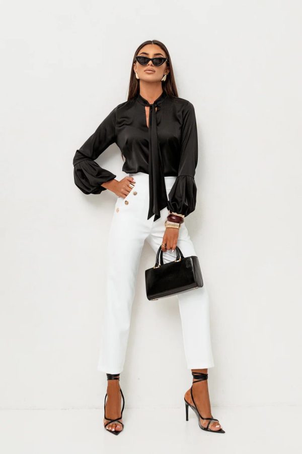 Black Long Sleeve Shirt in Shirts For Women with Spandex and Viscose