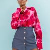 1111094 Pink Long Sleeve Shirt in Shirts For Women with Spandex and Viscose