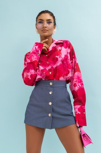 Pink Long Sleeve Shirt in Shirts For Women with Spandex and Viscose