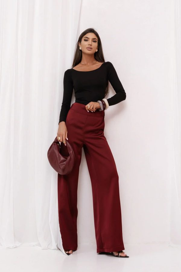 Red Women Trousers in Pants, Trousers, Shorts with Spandex and Viscose