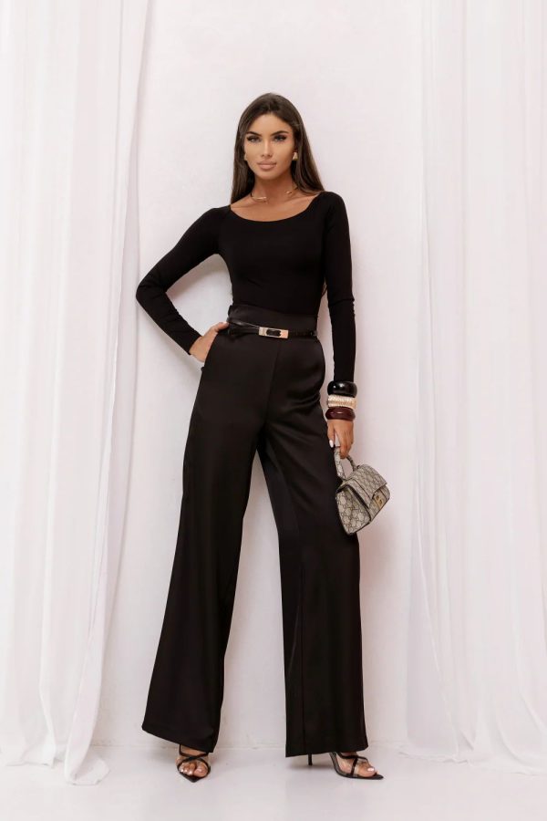 Black Women Trousers in Pants, Trousers, Shorts with Spandex and Viscose