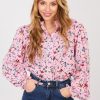 Pink Long Sleeve Shirt in Shirts For Women with Spandex and Polyester