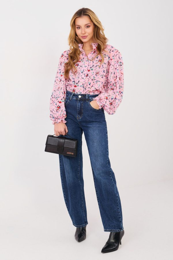 Pink Long Sleeve Shirt in Shirts For Women with Spandex and Polyester