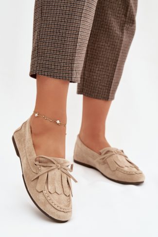 Beige Mocassin in Moccasins, Loafers with Fabric, Footbed, Upper Height and Sole Height