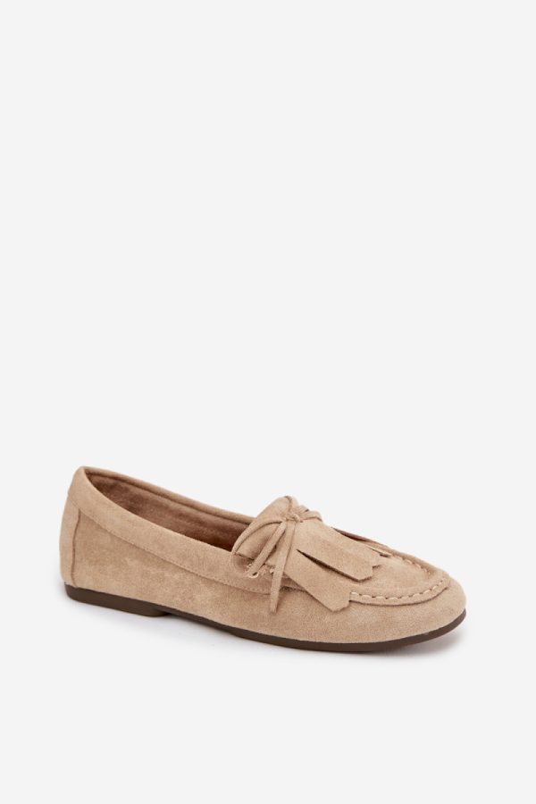 Beige Mocassin in Moccasins, Loafers with Fabric, Footbed, Upper Height and Sole Height