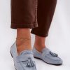Blue Mocassin in Moccasins, Loafers with Fabric, Footbed, Upper Height and Sole Height