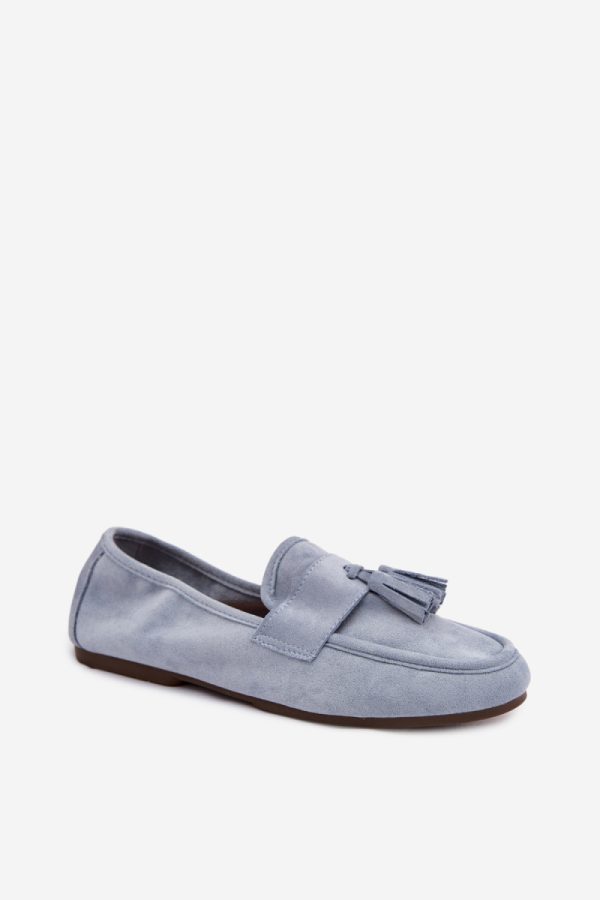 Blue Mocassin in Moccasins, Loafers with Fabric, Footbed, Upper Height and Sole Height