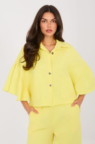 Yellow Denim Jacket in Women`s Coats, Jackets with Cotton