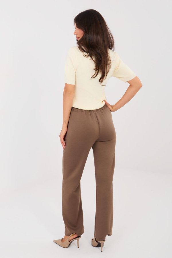 Beige Women Trousers in Pants, Trousers, Shorts with Spandex, Polyester and Viscose