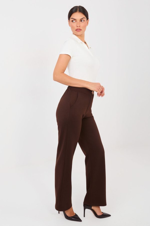 Brown Women's Pants in Pants, Trousers, Shorts with Spandex, Polyester and Viscose