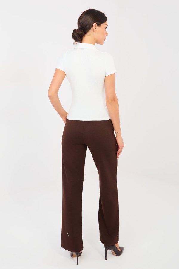 Brown Women's Pants in Pants, Trousers, Shorts with Spandex, Polyester and Viscose