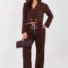 Brown Set in Pants, Trousers, Shorts with Spandex, Polyester and Viscose