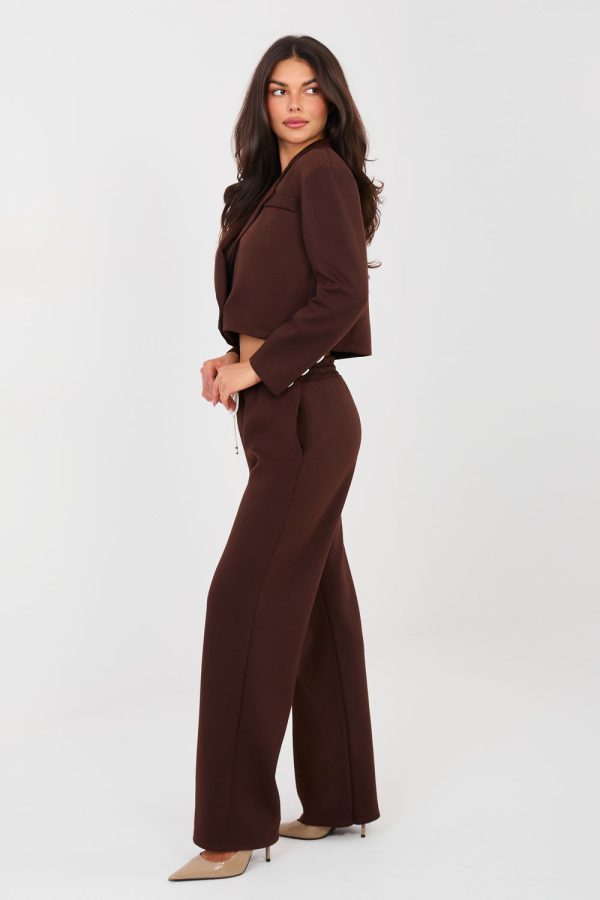 Brown Set in Pants, Trousers, Shorts with Spandex, Polyester and Viscose