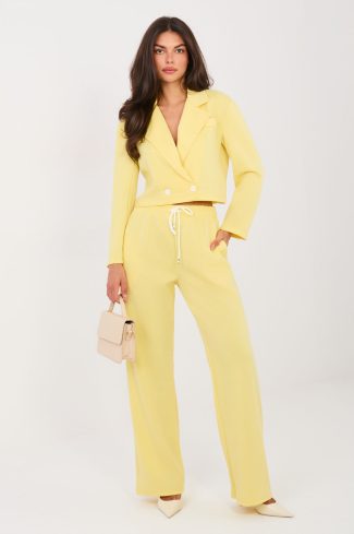 Yellow Set in Pants, Trousers, Shorts with Spandex, Polyester and Viscose