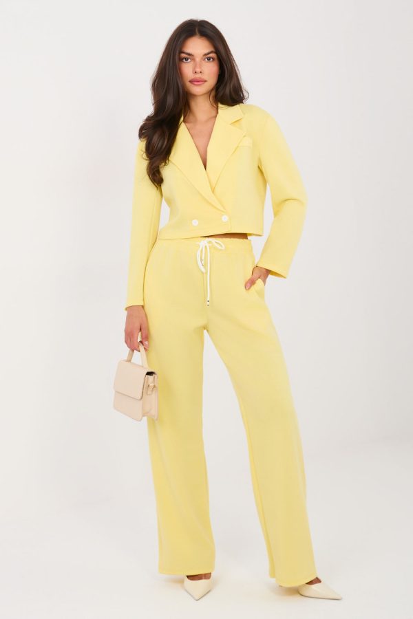Yellow Set in Pants, Trousers, Shorts with Spandex, Polyester and Viscose