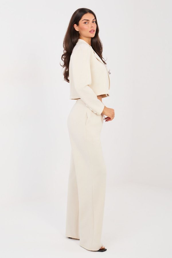 Beige Set in Pants, Trousers, Shorts with Spandex, Polyester and Viscose
