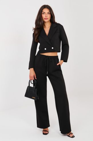 Black Set in Pants, Trousers, Shorts with Spandex, Polyester and Viscose