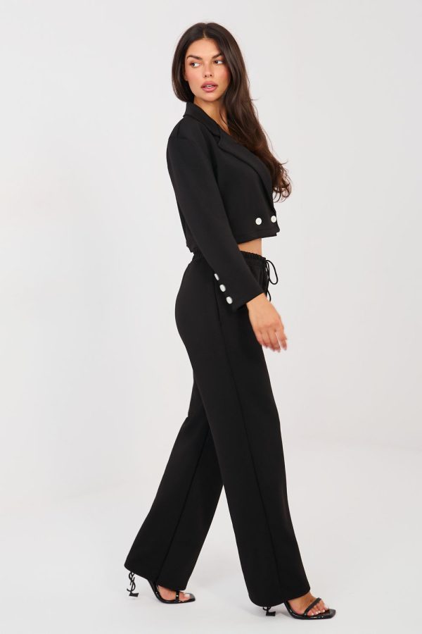 Black Set in Pants, Trousers, Shorts with Spandex, Polyester and Viscose