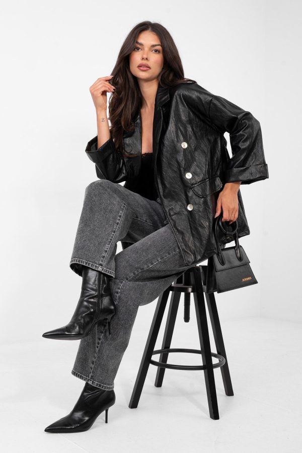 Black Jacket in Jackets, Vests For Women with Polyurethane and Viscose