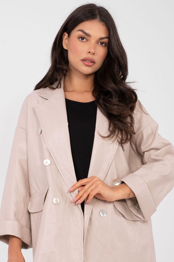 Beige Jacket in Jackets, Vests For Women with Polyurethane and Viscose
