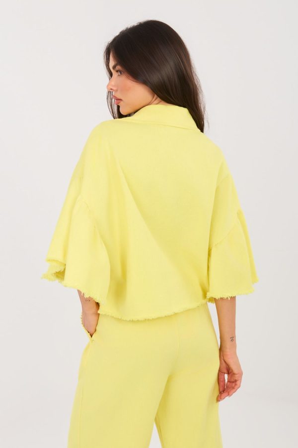 Yellow Denim Jacket in Women`s Coats, Jackets with Cotton