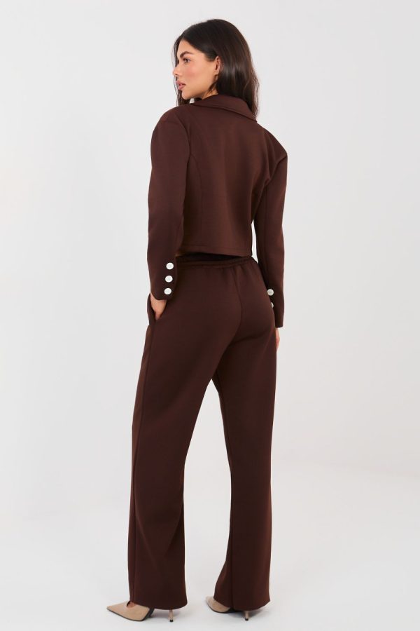 Brown Set in Pants, Trousers, Shorts with Spandex, Polyester and Viscose