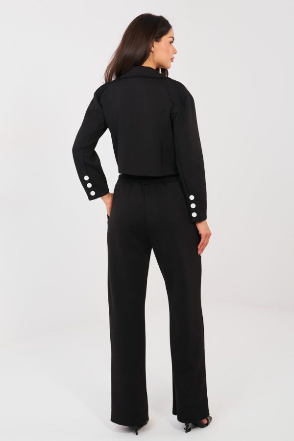 Black Set in Pants, Trousers, Shorts with Spandex, Polyester and Viscose