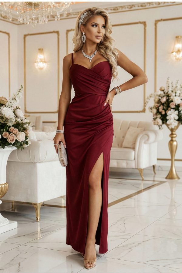 Red Long Dress in Evening Dresses with Spandex and Polyester