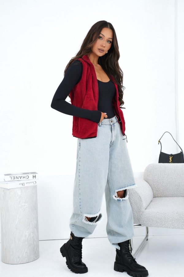 Red Gilet in Women`s Coats, Jackets with Polyester