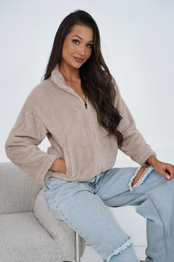 Beige Sweatshirt in Sweatshirts For Women with Polyester