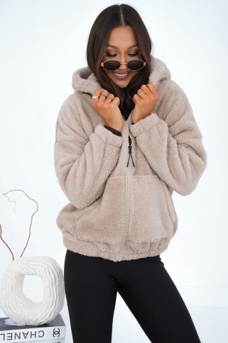Beige Sweatshirt in Sweatshirts For Women with Polyester