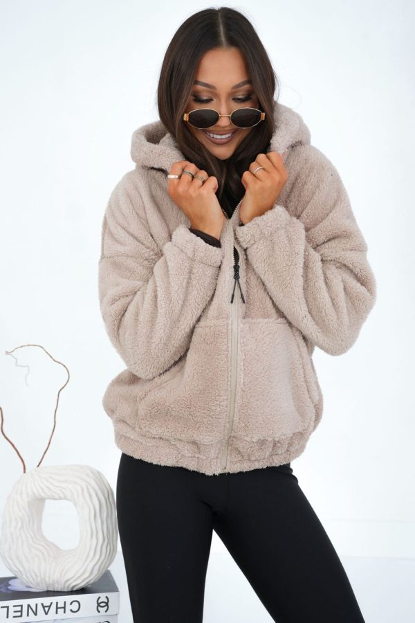 Beige Sweatshirt in Sweatshirts For Women with Polyester