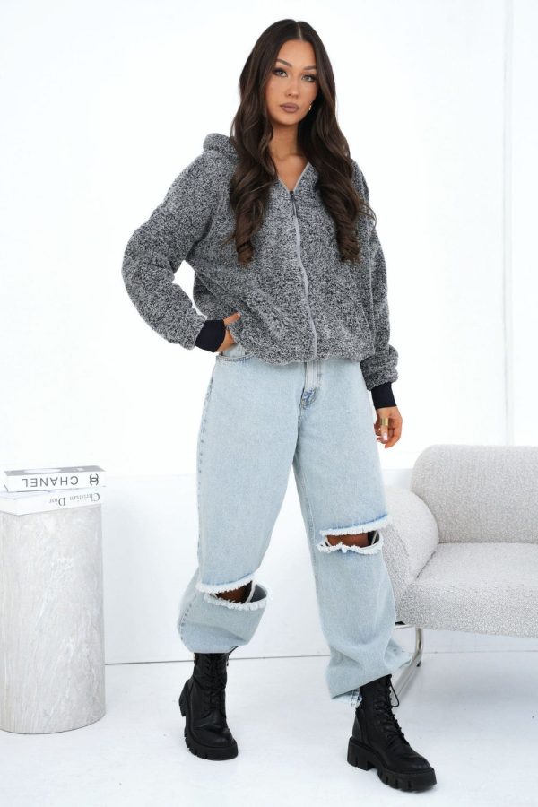 Grey Sweatshirt in Sweatshirts For Women with Polyester