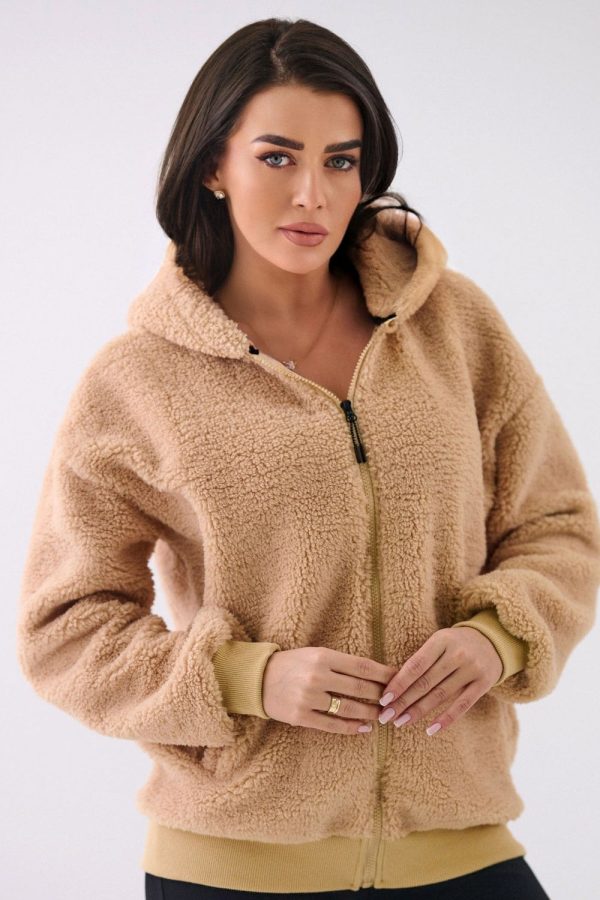 Beige Sweatshirt in Sweatshirts For Women with Polyester
