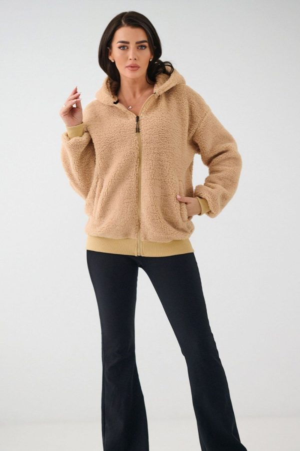 Beige Sweatshirt in Sweatshirts For Women with Polyester