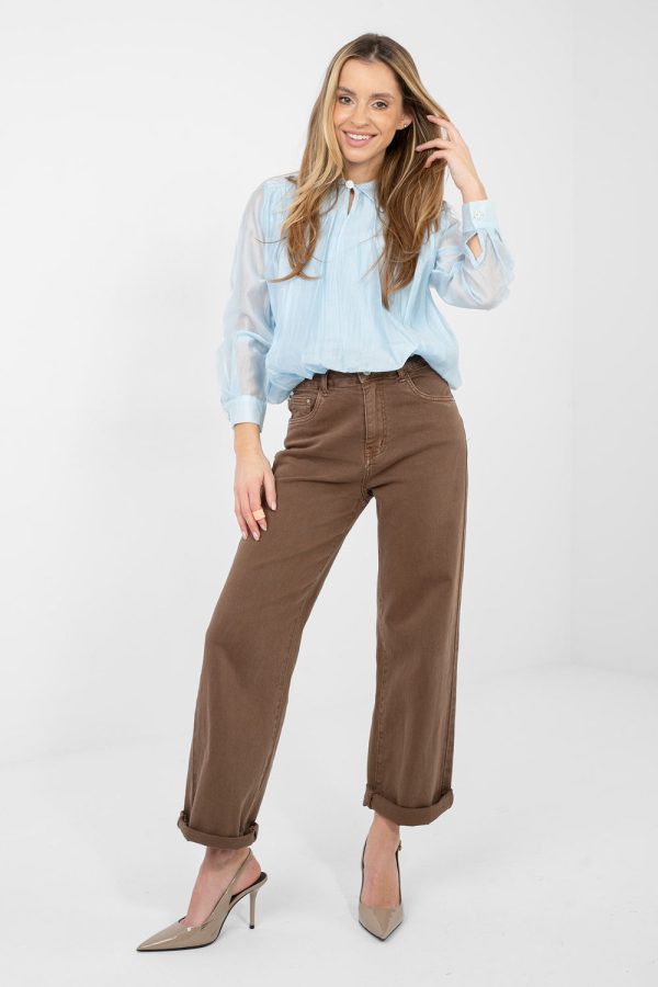 Blue Blouse in Women`s Blouses, Tunics with Polyester and Tencel