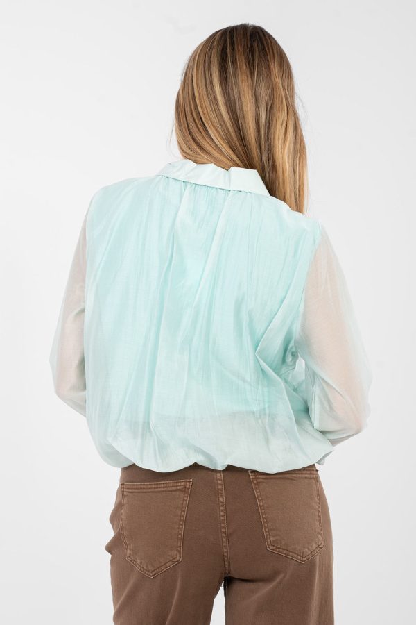 Green Blouse in Women`s Blouses, Tunics with Polyester and Tencel