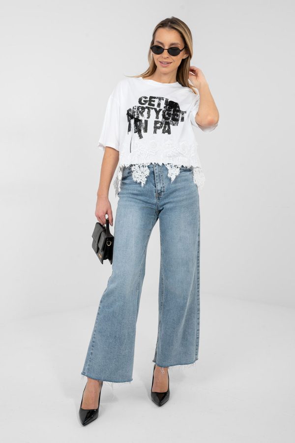 White Blouse in Women`s Blouses, Tunics with Cotton and Spandex