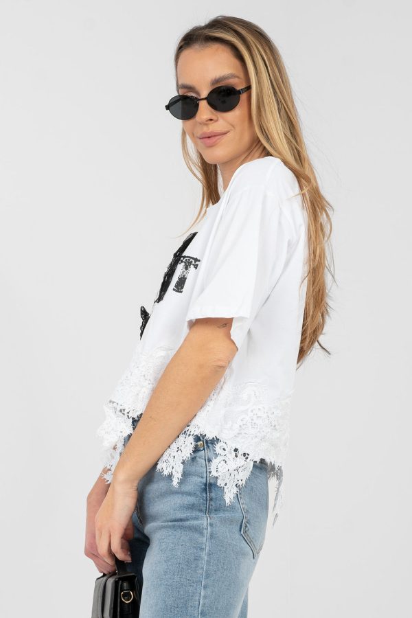 White Blouse in Women`s Blouses, Tunics with Cotton and Spandex