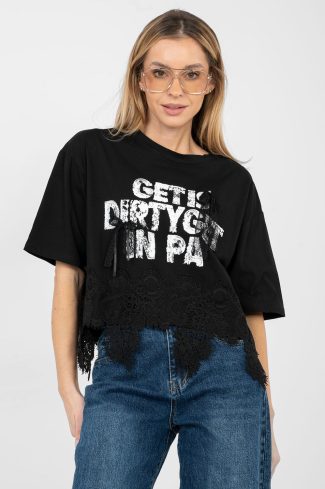 Black Blouse in Women`s Blouses, Tunics with Cotton and Spandex