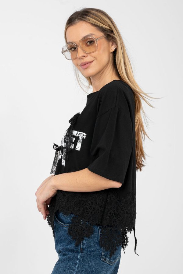 Black Blouse in Women`s Blouses, Tunics with Cotton and Spandex