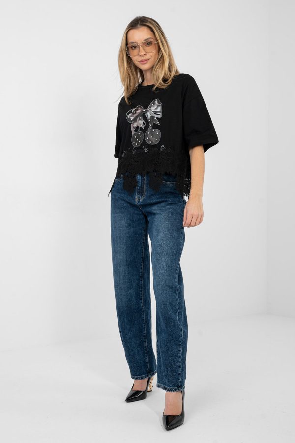 Black Blouse in Women`s Blouses, Tunics with Cotton and Spandex
