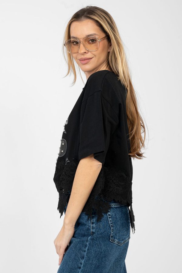 Black Blouse in Women`s Blouses, Tunics with Cotton and Spandex