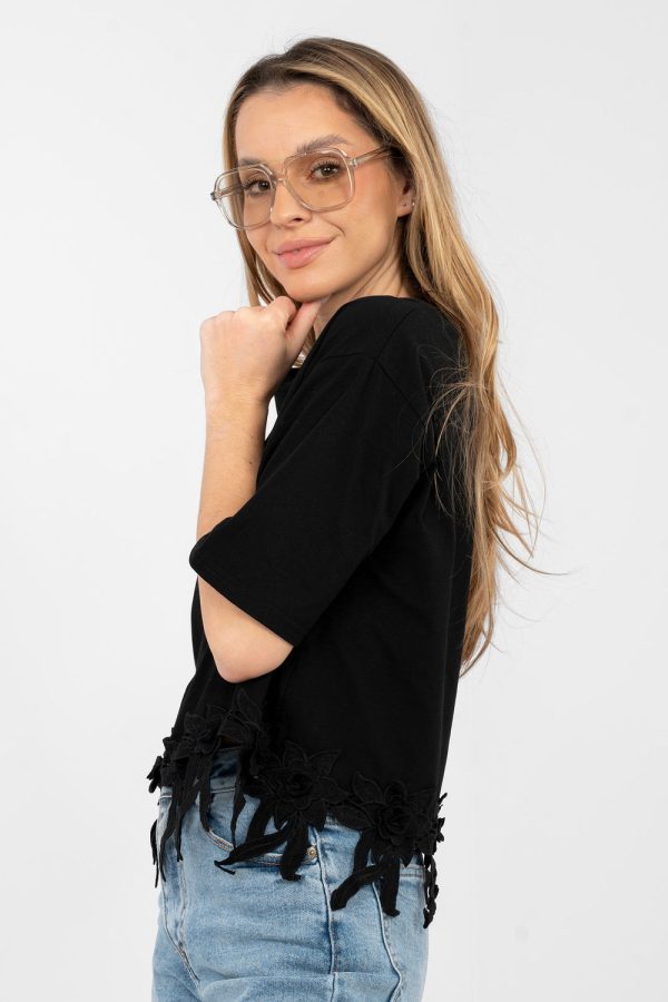Black Blouse in Women`s Blouses, Tunics with Cotton and Spandex