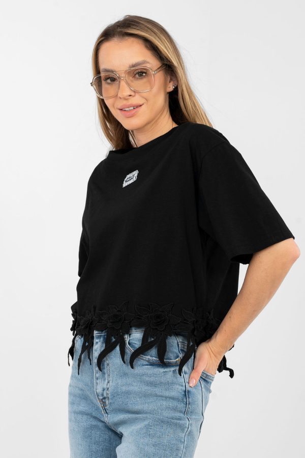 Black Blouse in Women`s Blouses, Tunics with Cotton and Spandex