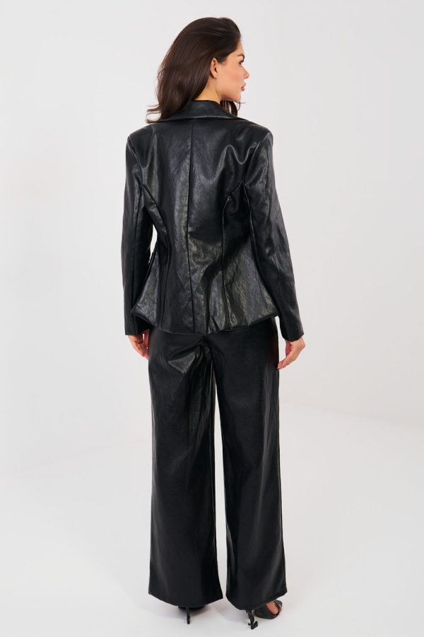 Black Women Trousers in Pants, Trousers, Shorts with Polyurethane and Viscose