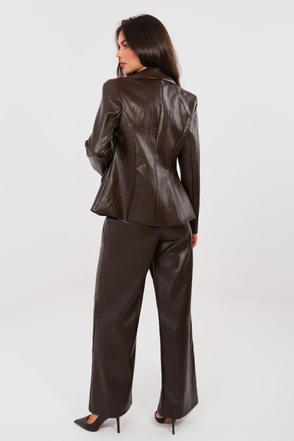 Brown Women Trousers in Pants, Trousers, Shorts with Polyurethane and Viscose