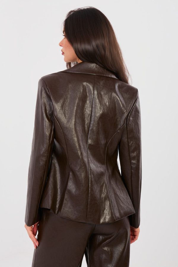Brown Jacket in Jackets, Vests For Women with Polyurethane and Viscose