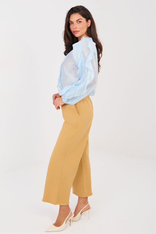 Brown Women Trousers in Pants, Trousers, Shorts with Cotton and Spandex